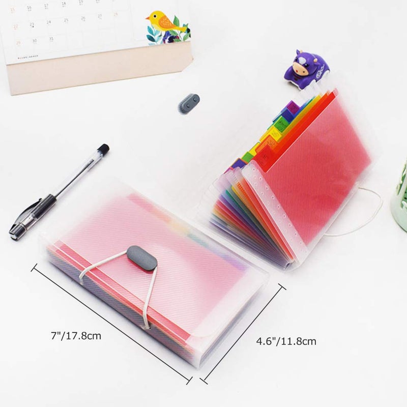BigBigMe 2 Pack Expanding File Folder,A6 Mini Accordion File Organizer,13 Pockets Rainbow Receipt Organizer Wellet for Monthly Bills,Cards,Check Coupons,Vouchers,Receipt Tax Item or Changes,Coupon Organizer - Image 2